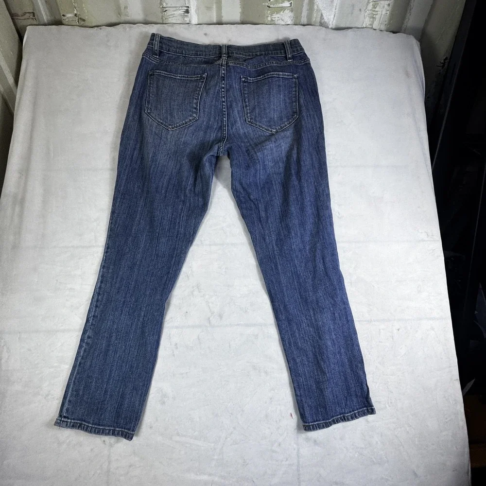 Liz Claiborne Womens Boyfriend Skinny Jeans Blue Whiskered Denim 5-Pocket 12